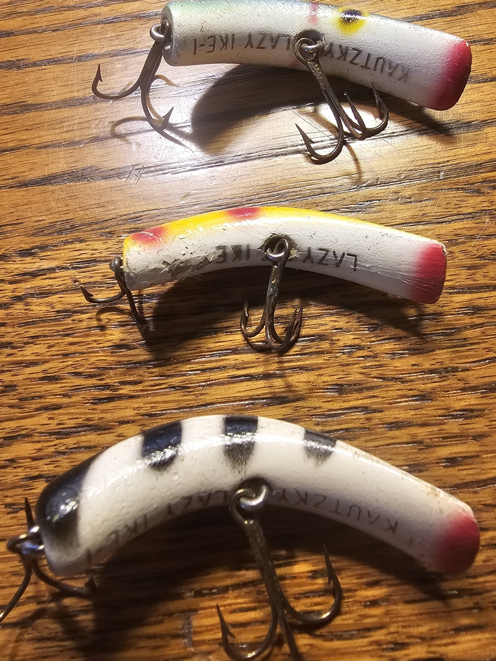 (3) Kautzky Lazy Ike Fishing Lures.